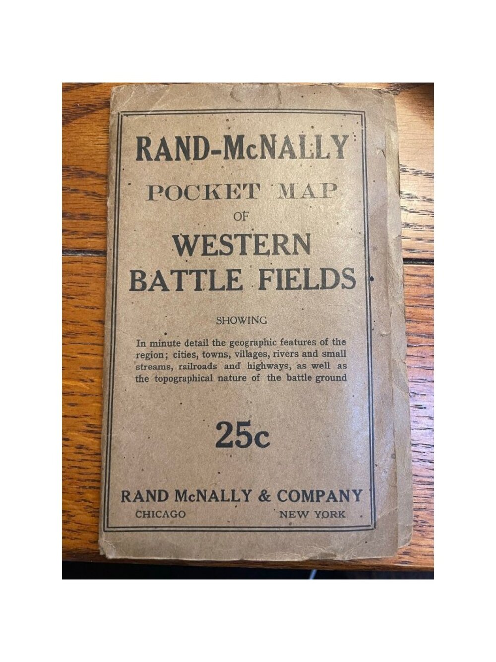 1918 Rand McNally Pocket Map Western Battle Fields Europe WWI Antique